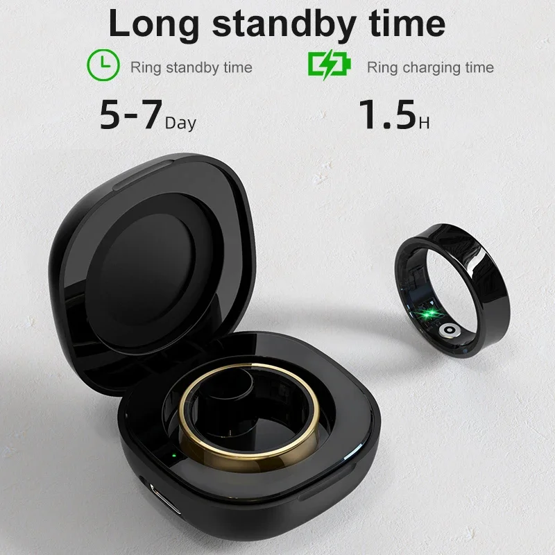Temperature Ring Skin - 스마트 링 남녀공용 충전 케이스 포함,