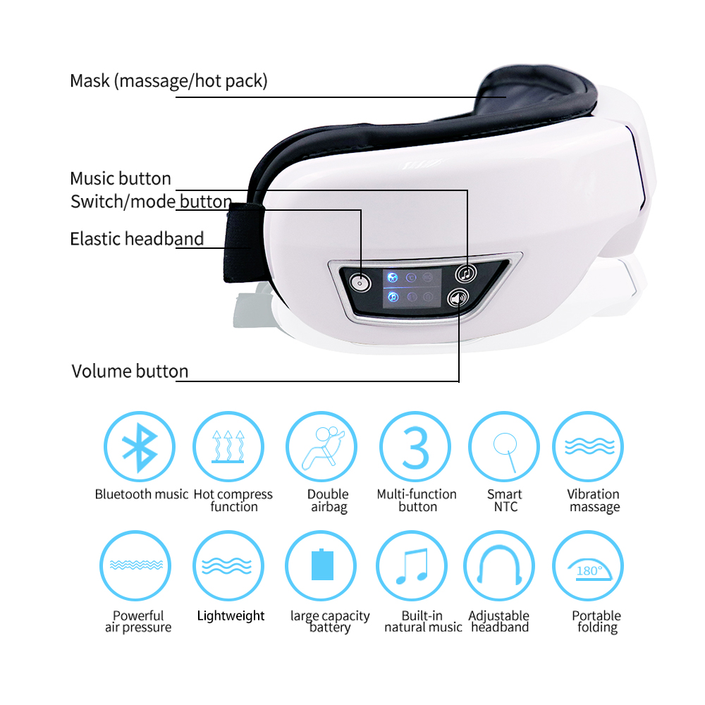 전기 눈 마사지기 블루투스 음악 공기압 진동 마사지 휴 - Light Therapy Glasses 리뷰 및 가격