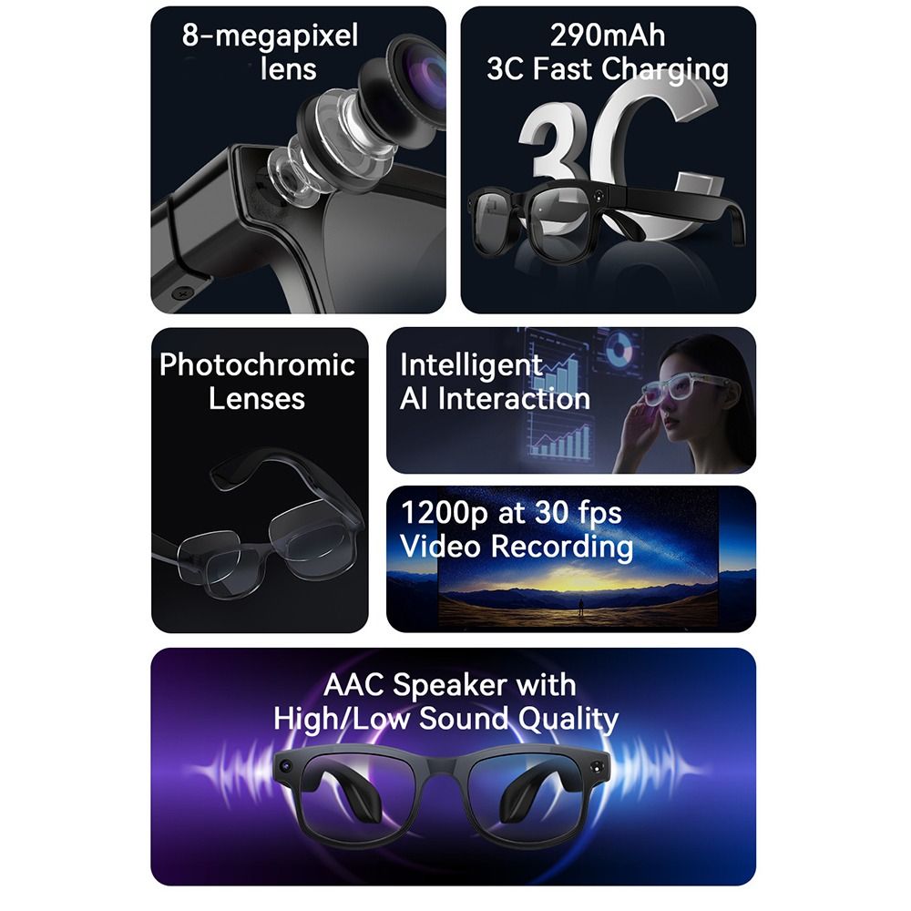 2 in 1 AI 스마트 안경 HD 사진 영상 음성 실 - Smart Glasses Lens 리뷰 및 가격