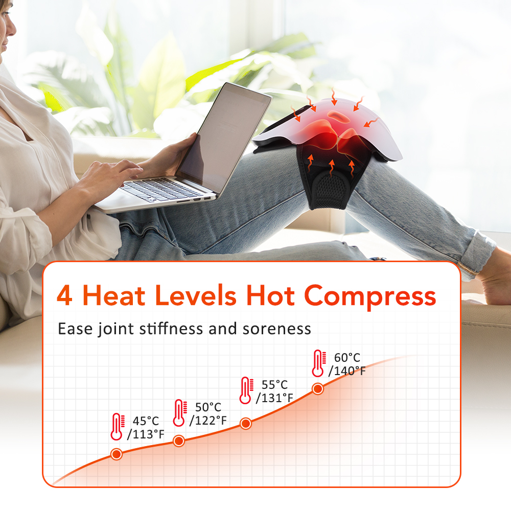 4단계 열 및 진동 기능이 있는 적외선 무릎 마사지기, - Smart Knee Wrap 리뷰 및 가격