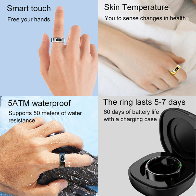 R08 스마트 링 남녀공용 충전 케이스 포함, 터치 컨 - Temperature Ring Skin 리뷰 및 가격