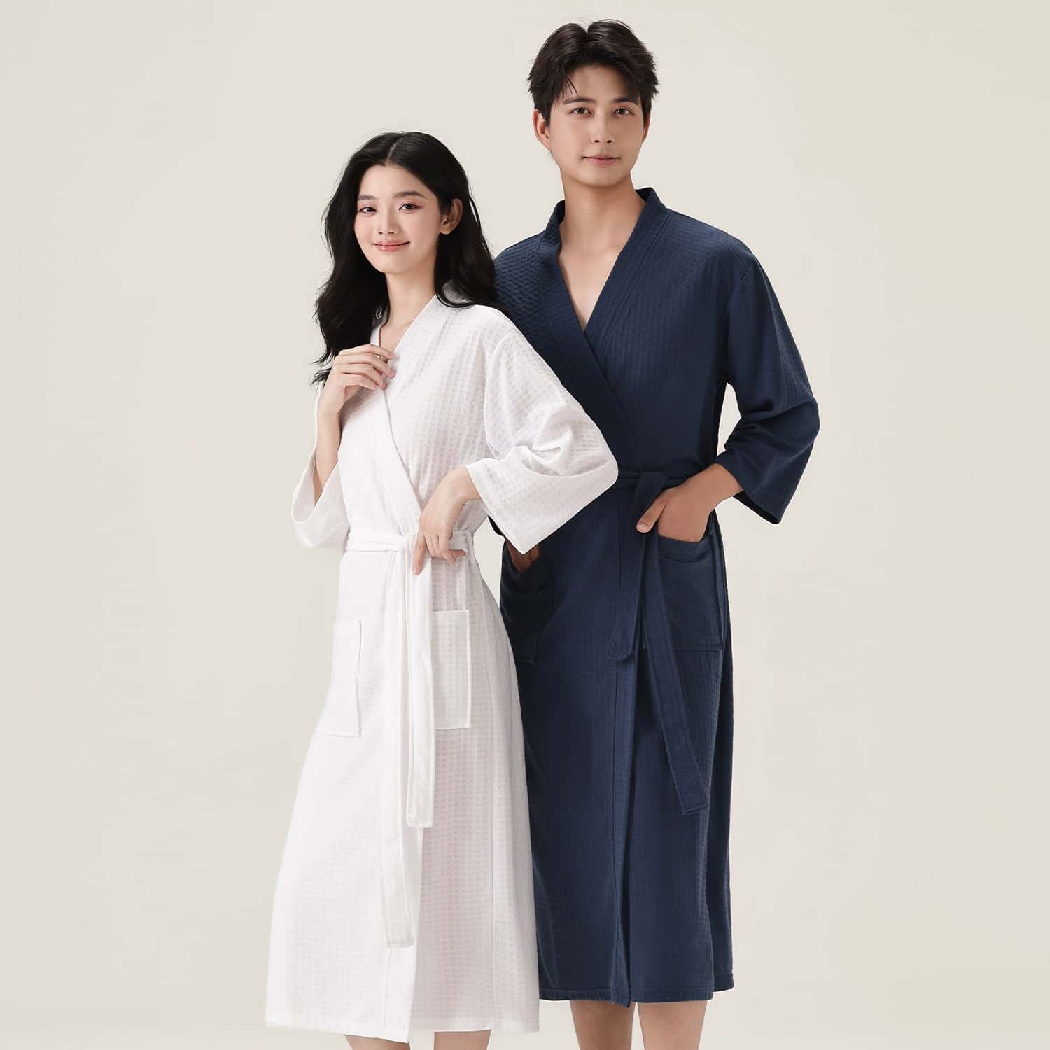 미니멀리스트 와플 목욕 가운 유니섹스 V넥 3/4 소매 - Smart Knee Wrap 리뷰 및 가격